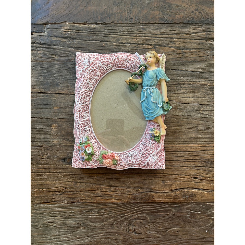 Vintage Pink Angel 3D Resin Picture Frame Shabby Chic Romantic Cottagecore Decor